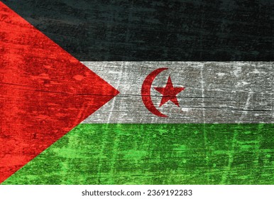 Western Sahara flag painted on wood
