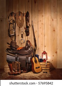 A western themed layout leaving copy space on the right hand side.