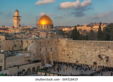 Western Wall and golden Dome of the Rock, Jerusalem, Israel.
