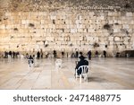 The western wall in Jerusalem at night time.
