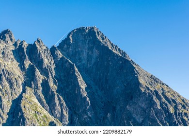 The Western Wall Of Lomnica Peak (Lomnica, Lomnicky Stit). Popular Destination For Extreme Mountaineering In The Tatras.