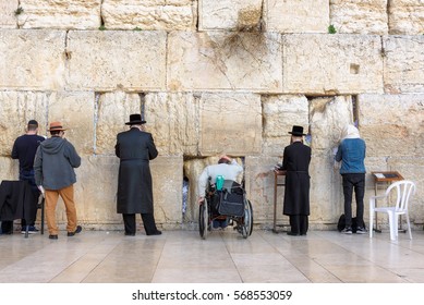 The Western wall or Wailing wall is the holiest place to Judaism in the old city of Jerusalem, Israel.