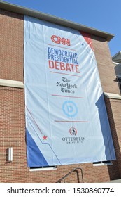 Westerville, Ohio October 14, 2019:
Otterbein University Preparing For 
The 2020 Democratic Presidential Debate. CNN Banners Posted Throughout The Campus.