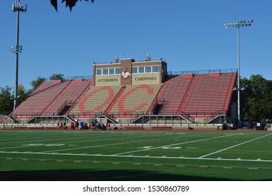 Westerville, Ohio October 14, 2019:
Otterbein University Preparing For 
The 2020 Democratic Presidential Debate. Otterbein Football Stadium Featured Here.