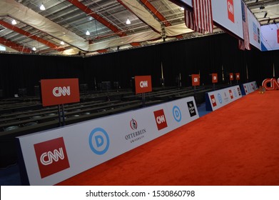 Westerville, Ohio October 14, 2019:
Otterbein University Preparing For 
The 2020 Democratic Presidential Debate. CNN Banners Posted Throughout The Campus.