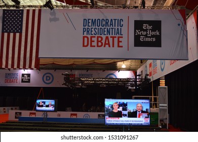 Westerville, Ohio October 14, 2019:
Otterbein University Preparing For 
The 2020 Democratic Presidential Debate. Featured: Press Room For Media Outlets.