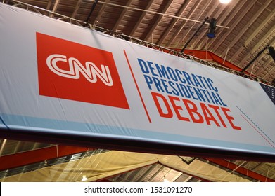 Westerville, Ohio October 14, 2019:
Otterbein University Preparing For 
The 2020 Democratic Presidential Debate. CNN Banners Posted Throughout The Campus.