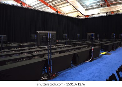 Westerville, Ohio October 14, 2019:
Otterbein University Preparing For 
The 2020 Democratic Presidential Debate. Featured: Press Room For Media Outlets.