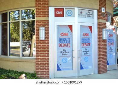 Westerville, Ohio October 14, 2019:
Otterbein University Preparing For 
The 2020 Democratic Presidential Debate. CNN Banners Posted Throughout The Campus.