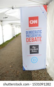 Westerville, Ohio October 14, 2019:
Otterbein University Preparing For 
The 2020 Democratic Presidential Debate. CNN Banners Posted Throughout The Campus.