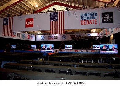 Westerville, Ohio October 14, 2019:
Otterbein University Preparing For 
The 2020 Democratic Presidential Debate. Guest Panel Seating For Attendees.