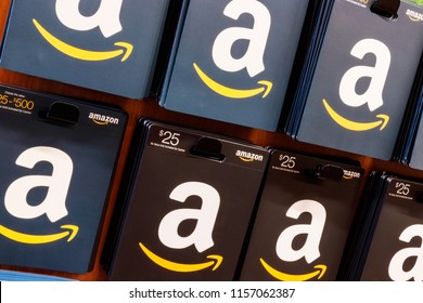 Westfield - Circa August 2018: Amazon Gift Cards. Amazon.com now owns $1 billion worth of other companies X