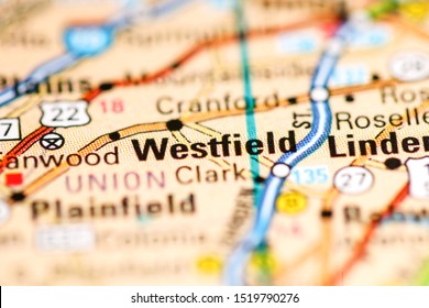 Westfield. New Jersey. USA On A Geography Map