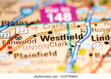 Westfield. New Jersey. USA On A Geography Map