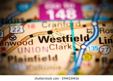 Westfield. New Jersey. USA On A Geography Map