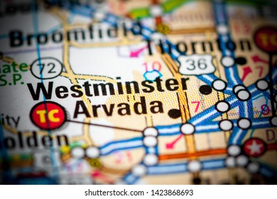 Westminster. Colorado. USA On A Map