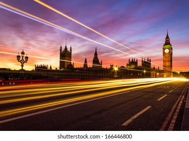 Westminster And A Light Trail