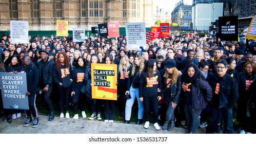 Westminster, London, UK. October 19th 2019. Young People Gather In London To Raise Awareness Of Modern Day Slavery Across The World. 