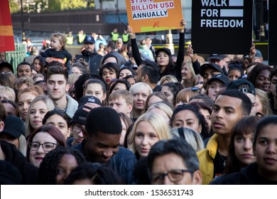 Westminster, London, UK. October 19th 2019. Young People Gather In London To Raise Awareness Of Modern Day Slavery Across The World. 