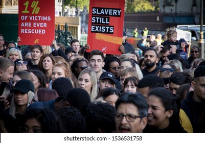 Westminster, London, UK. October 19th 2019. Young People Gather In London To Raise Awareness Of Modern Day Slavery Across The World. 