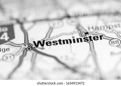 Westminster. Maryland. USA On A Geography Map