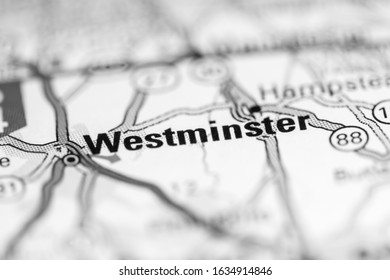 Westminster. Maryland. USA On A Geography Map