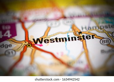 Westminster. Maryland. USA On A Geography Map