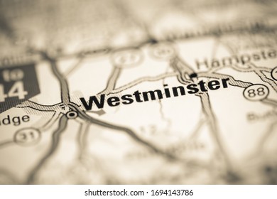 Westminster. Maryland. USA On A Geography Map