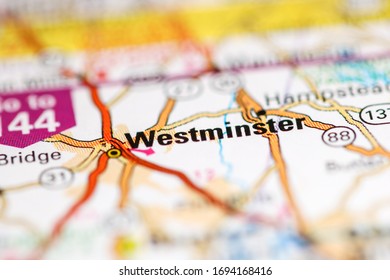 Westminster. Maryland. USA On A Geography Map