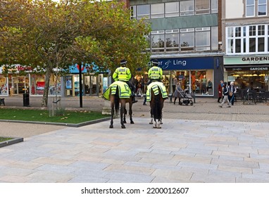 WESTON-SUPER-MARE, UK - NOVEMBER 5, 2019: Mounted Police Officers On Patrol