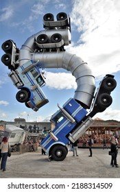 WESTON-SUPER-MARE, UK - SEPTEMBER  2015: Truck Sculpture Lorry  At Banksy's Dismaland Bemusement Park. A Five Week Show In The Seaside Town Of Weston-Super-Mare. Somerset At The Tropicana 