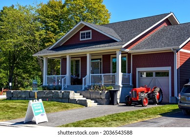 Westport, Canada - Sep 4, 2021:  Newly Built Home In Watercolour Westport A New Development Of Net Zero Energy Ready Homes, First Of Its Kind In Canada Built To This Standard Of Energy Efficiency