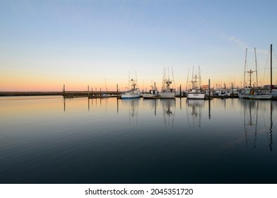 Westport, WA, USA, Sept. 20, 2021: Commercial fishing vessels docked 