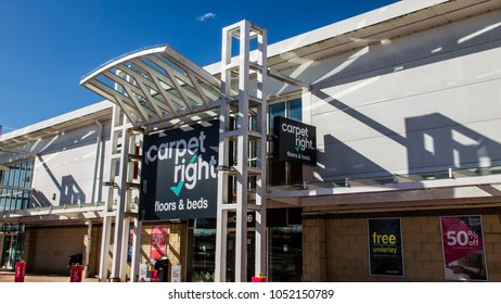 Westway Retail Park, Castlecary, Cumbernauld, Scotland, UK; March 19th 2018: Front of the carpetright store.