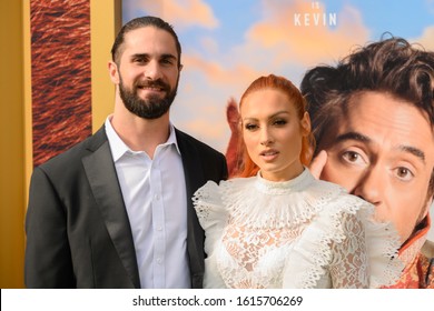 WESTWOOD, CA / USA - JANUARY 11, 2020: Seth Rollins and Becky Lynch attends the Premiere of Universal Pictures' "Dolittle" at Regency Village Theatre on January 11, 2020 in Westwood, California