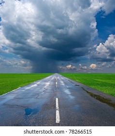 Asphalt Road After Rain Stock Photo Image Of Lithuania   136125118