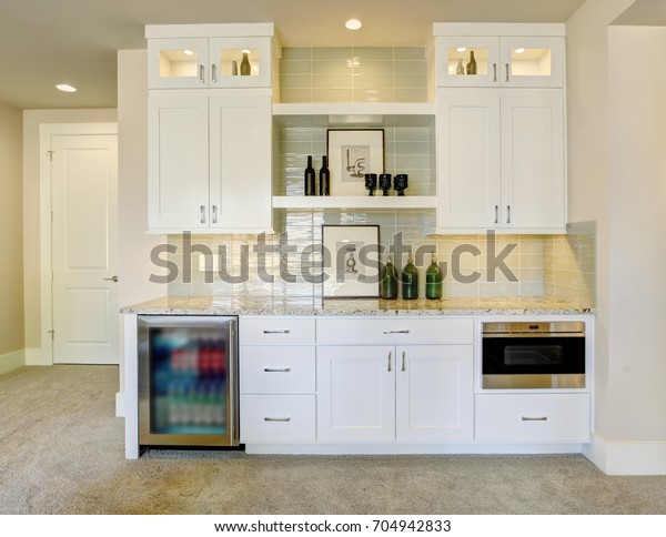 Wet Bar White Cabinets Fitted Glass Stock Photo Edit Now 704942833