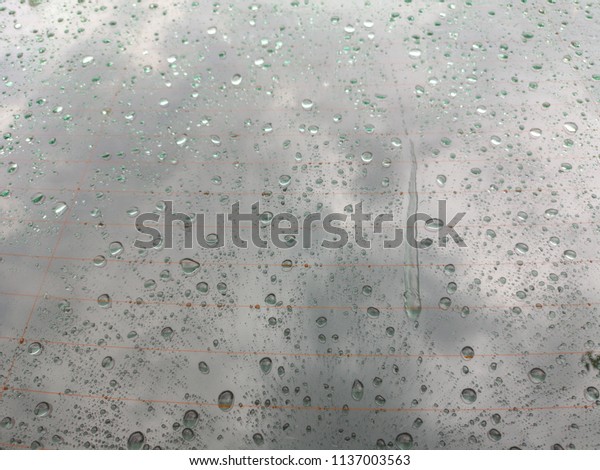 Wet car window in the\
rain