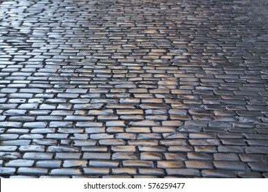 Wet Cobble Stones In Old German Town