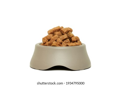 Wet Dog Food In Bowl Isolated On White Background