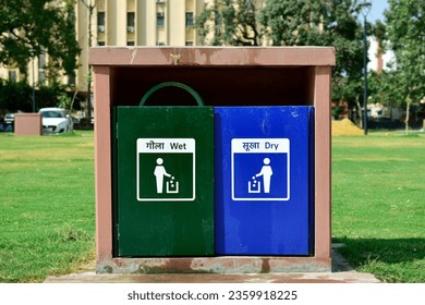 Wet and dry dustbin at place in india