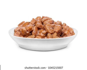 Wet Food For Dogs And Cats In A Bowl Close Up