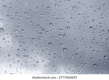 Wet glass surface during the rain. 