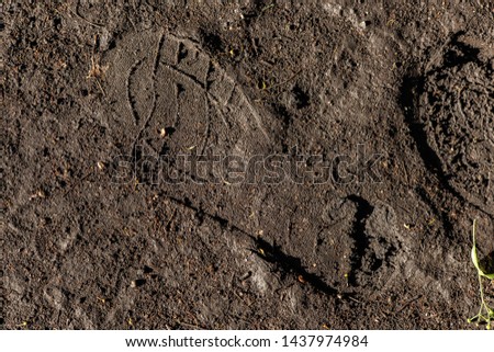 wet ground texture with shoe marks