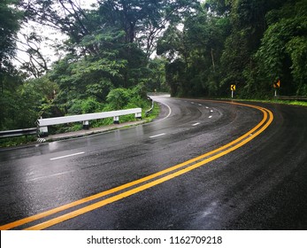 Wet mountain road.
