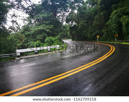 Wet mountain road.