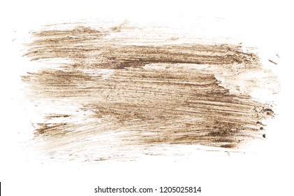 Wet mud  stains texture isolated white background  top view