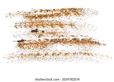 Wet Mud, Stains Texture Isolated On White Background, Top View And Clipping Path