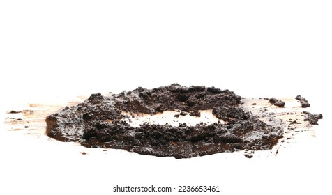 Wet mud, stains texture isolated on white, clipping path