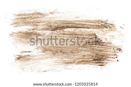 Wet mud, stains texture isolated on white background, top view